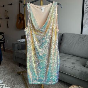H&M iridescent sequin dress size XL
